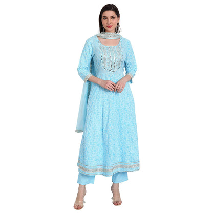 Women Sky Blue Anarkali Kurta set