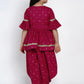 Girls Magenta Printed Kurti Set