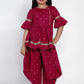 Girls Magenta Printed Kurti Set