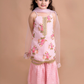 Girls Pink Floral Printed Kurti with Sharara