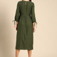Green Ethnic Embroidered Ethnic Midi Dress