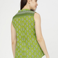 Green Floral Mandarin Collar A-Line Top
