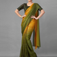 Green & Orange Poly Georgette Saree