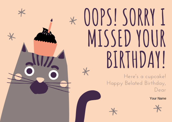 BELATED BIRTHDAY WISHES - GREETING CARD | Amy's Cart Singapore