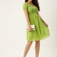 Lime Green Floral Fit & Flare Dress