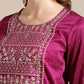 Women Magenta Ethnic Motifs Kurta Set