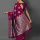 Magenta Silk Blend Woven Design Banarasi Saree