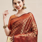 Maroon & Gold Toned Ethnic Motifs Zari Silk Blend Banarasi Saree