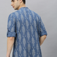 Men Navy Blue Printed Straight Kurta
