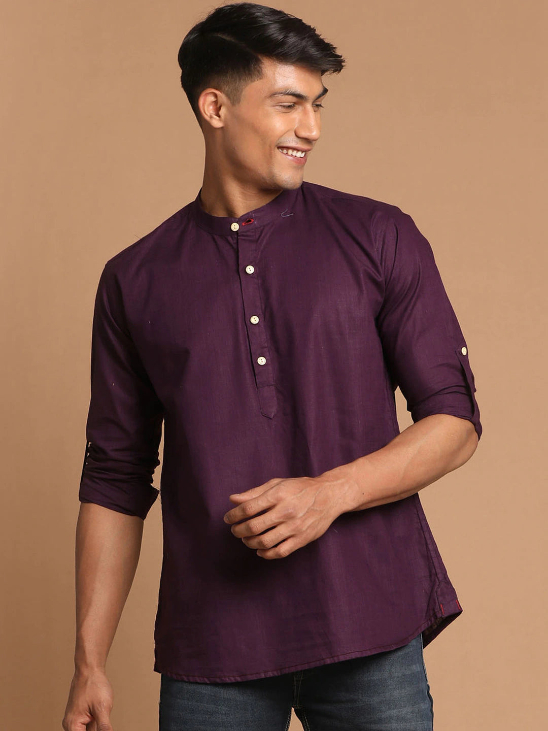 Men Solid Cotton Blend Kurta