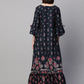 Navy Blue Ethnic Motifs Maxi Dress