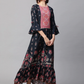 Navy Blue Ethnic Motifs Maxi Dress