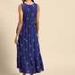 Navy Blue & White A-Line Midi Dress