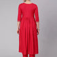 Women Viscose Rayon Nyra-cut Coral Kurta set