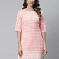 Peach-Coloured Embroidered Chikankari Kurti