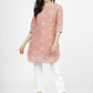 Peach-Coloured & White Printed Tunic
