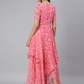 Pink Floral Georgette Maxi Dress