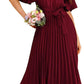 Polyester Belted Maroon Dress