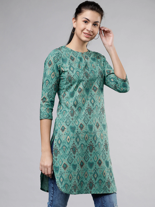 Printed Curved Hem Tunic