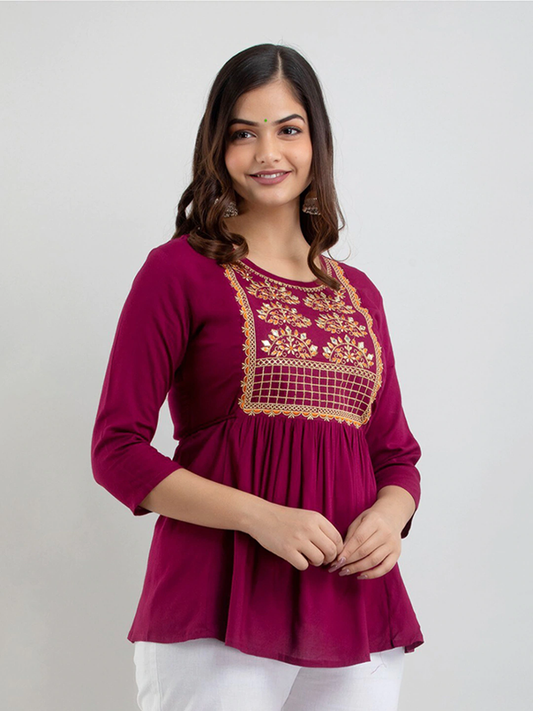 Purple Embellished Top