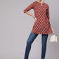 Maroon & White Ethnic Motifs Printed Pure Cotton Kurti