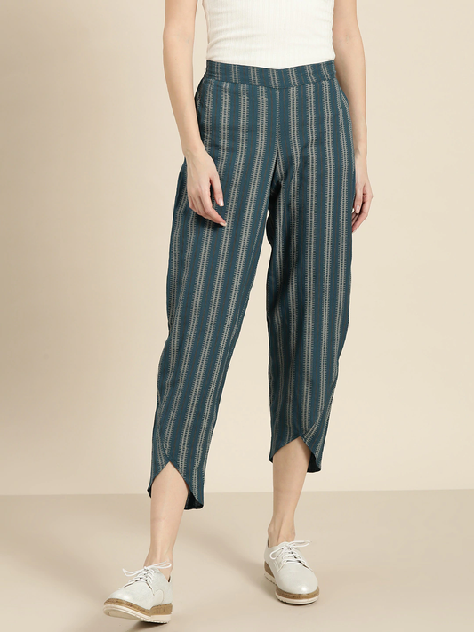 Women Regular Fit Striped Trousers