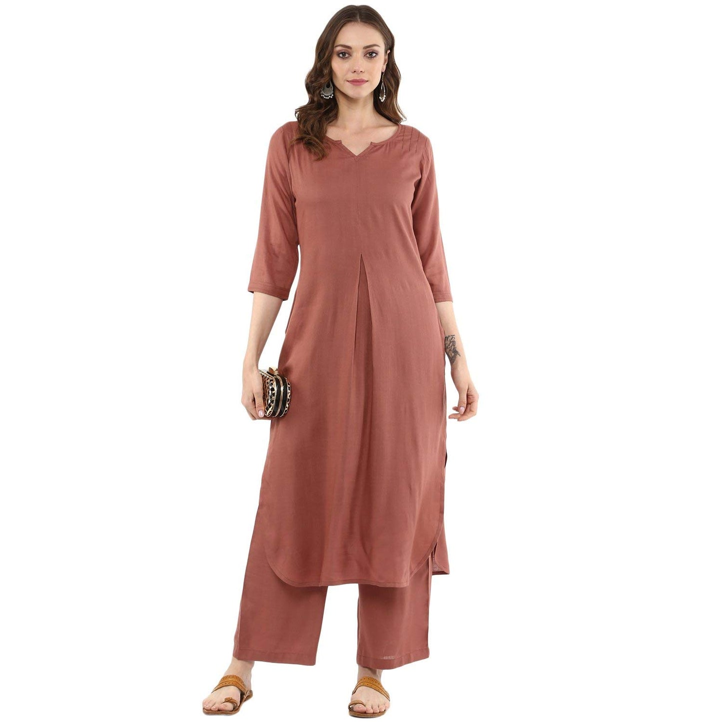 Women Trendy Straight Solid Kurta Set