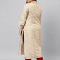 Women Printed, Embellished Viscose Rayon Straight Kurta  (Beige)