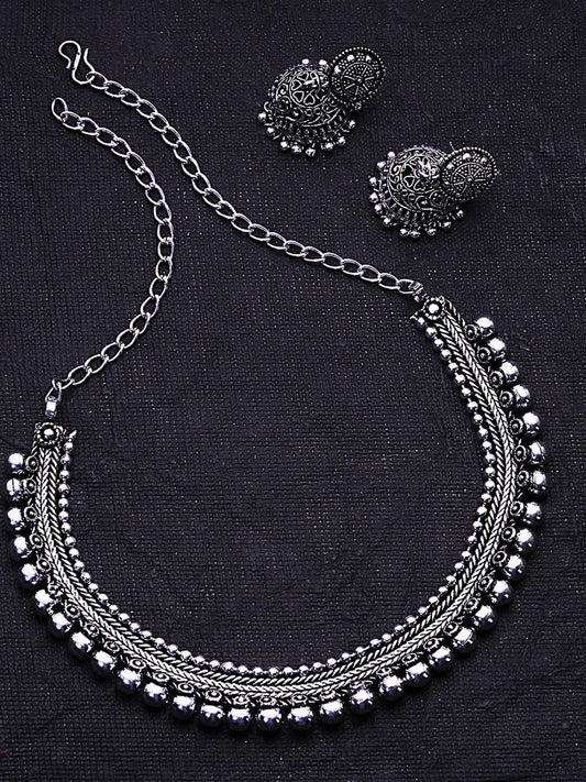 Oxidised Silver-Plated Jewellery Set