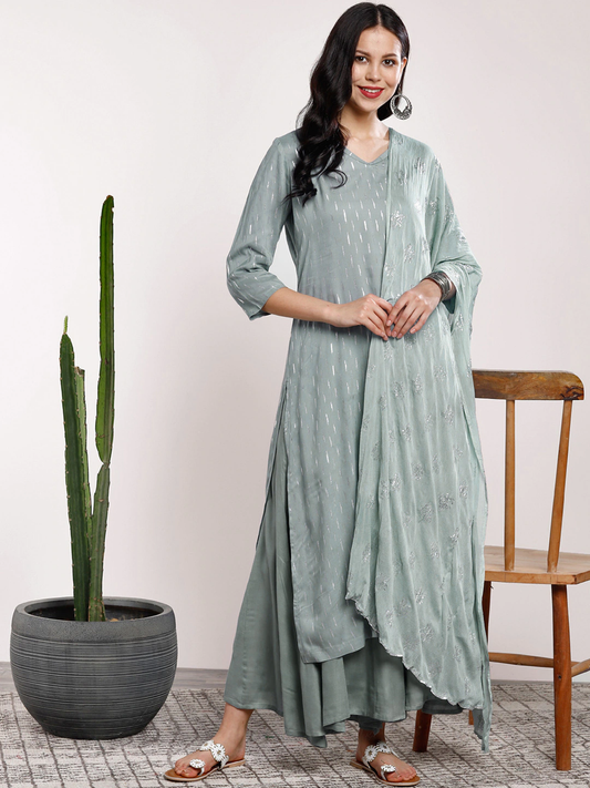 Women Grey Printed Kurta Set