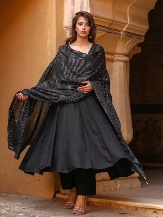 Women Solid Kurta, Palazzo & Dupatta Set