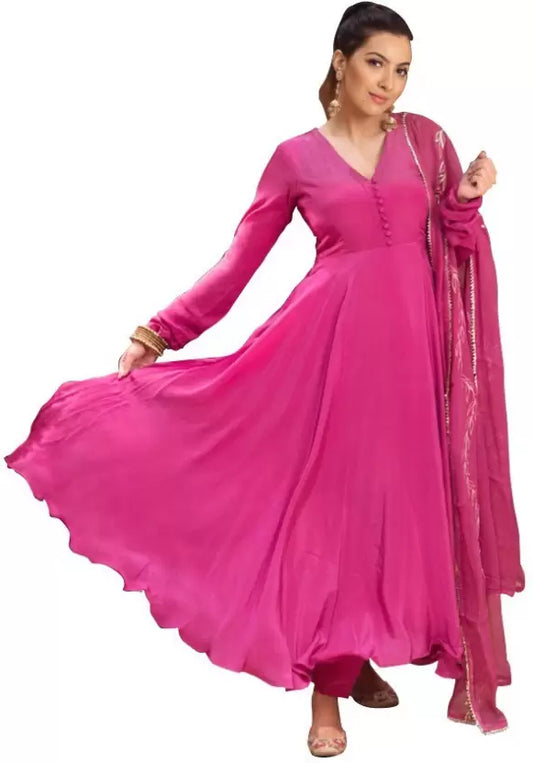 Solid Kurta Palazzo & Dupatta Set