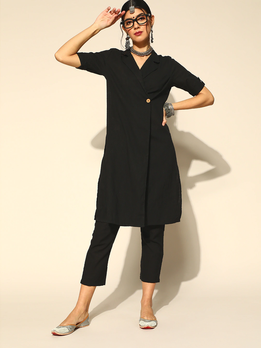 Solid Pure Cotton Kurta Set