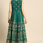 Teal Green & Golden Maxi Dress