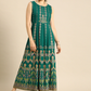 Teal Green & Golden Maxi Dress