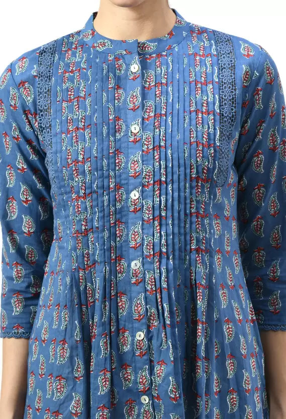 Women Blue Ethnic Cotton Top