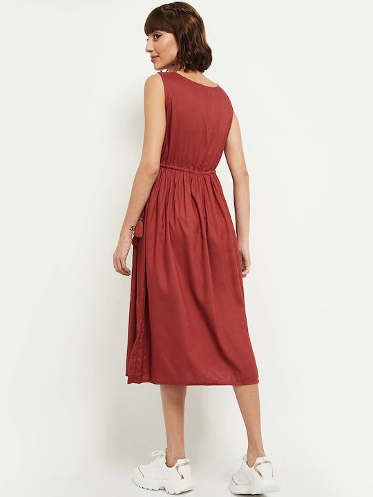 Viscose Rayon A-line Woven Dress