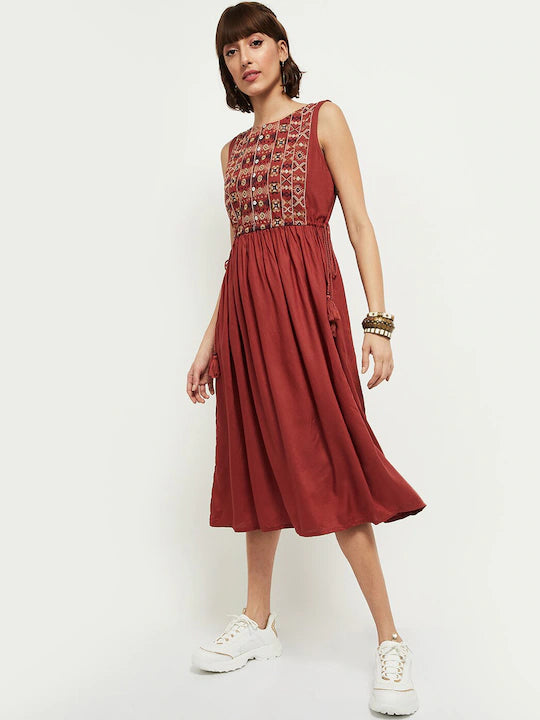 Viscose Rayon A-line Woven Dress