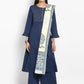 Women Blue & Embroidered Kurta with Palazzos & Dupatta