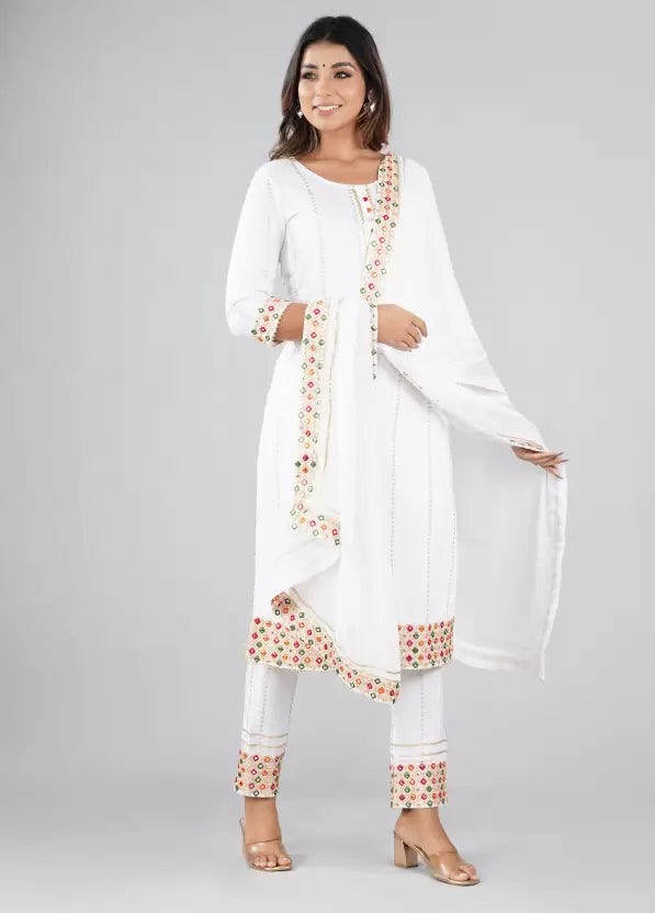 Women Kurta and Pant Set Viscose Rayon