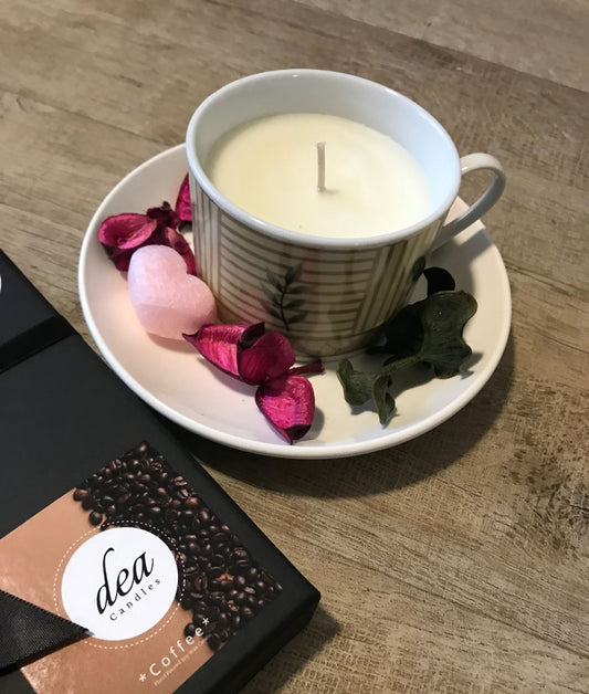 Coffee Fragrance Soy Wax Candle in a Tea Cup
