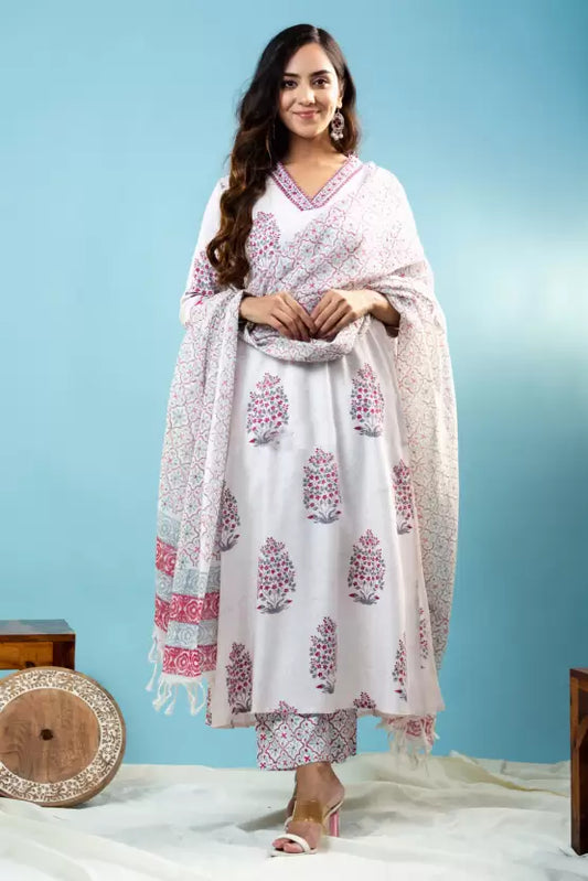 Women Kurta Pant And Dupatta Set Viscose Rayon