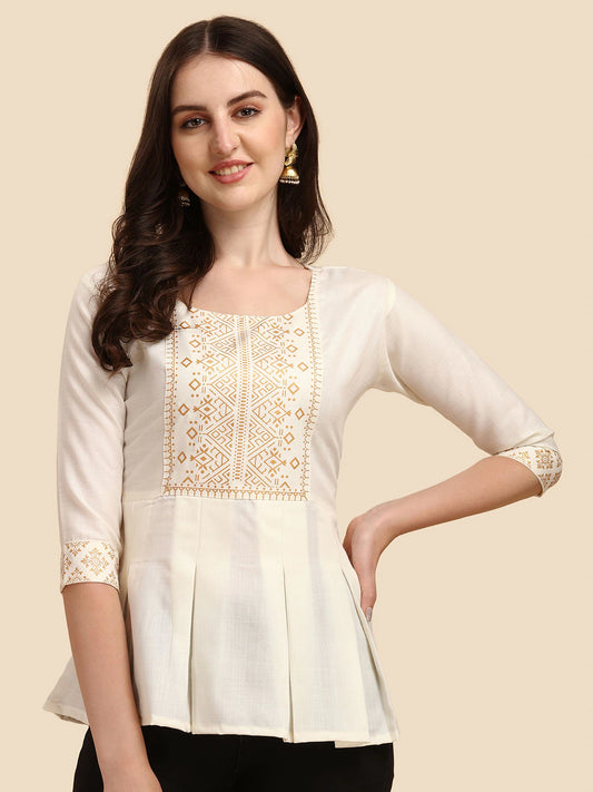 White Peplum Top