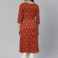 Women Rust Red & Orange Maternity Kurta