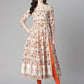 Women White & Orange Printed Cotton Kurta Set