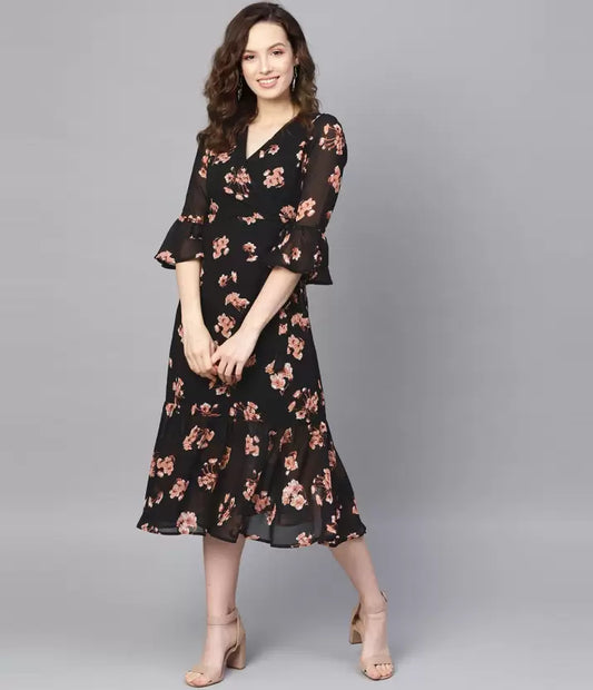 Women A-line Black Dress