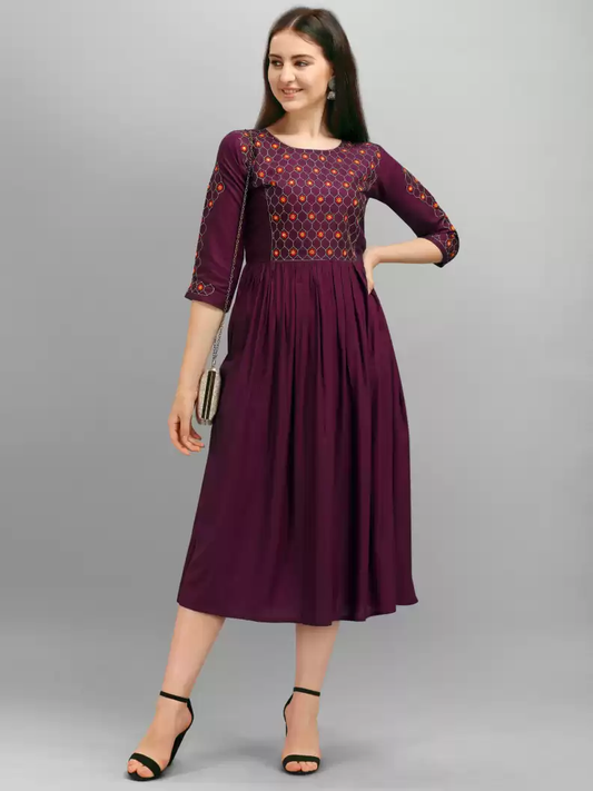 Women A-line Purple Dress