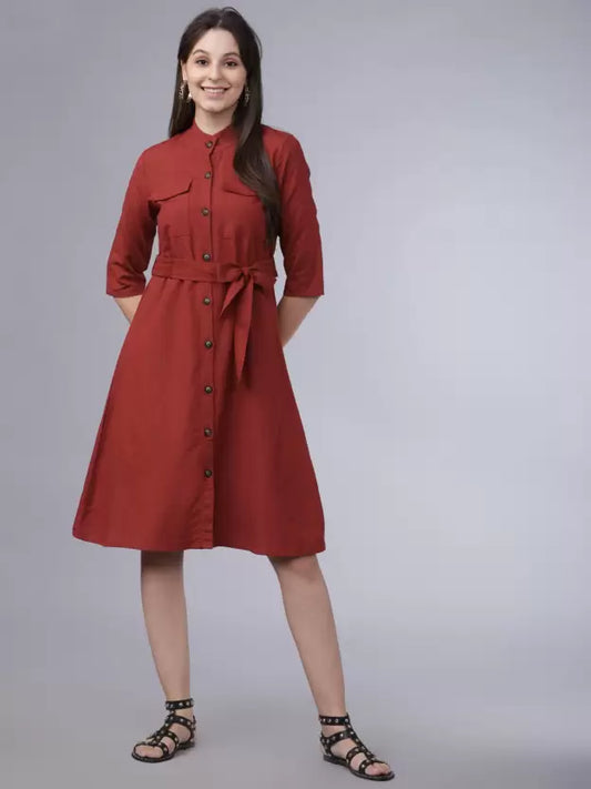Women A-line Red Dress