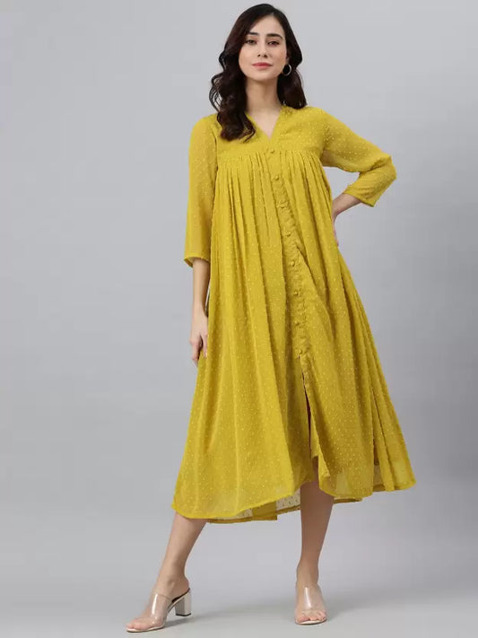 Women A-line Yellow Dress