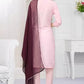 Women Baby Pink Cotton Kurta set with Maroon Shawl